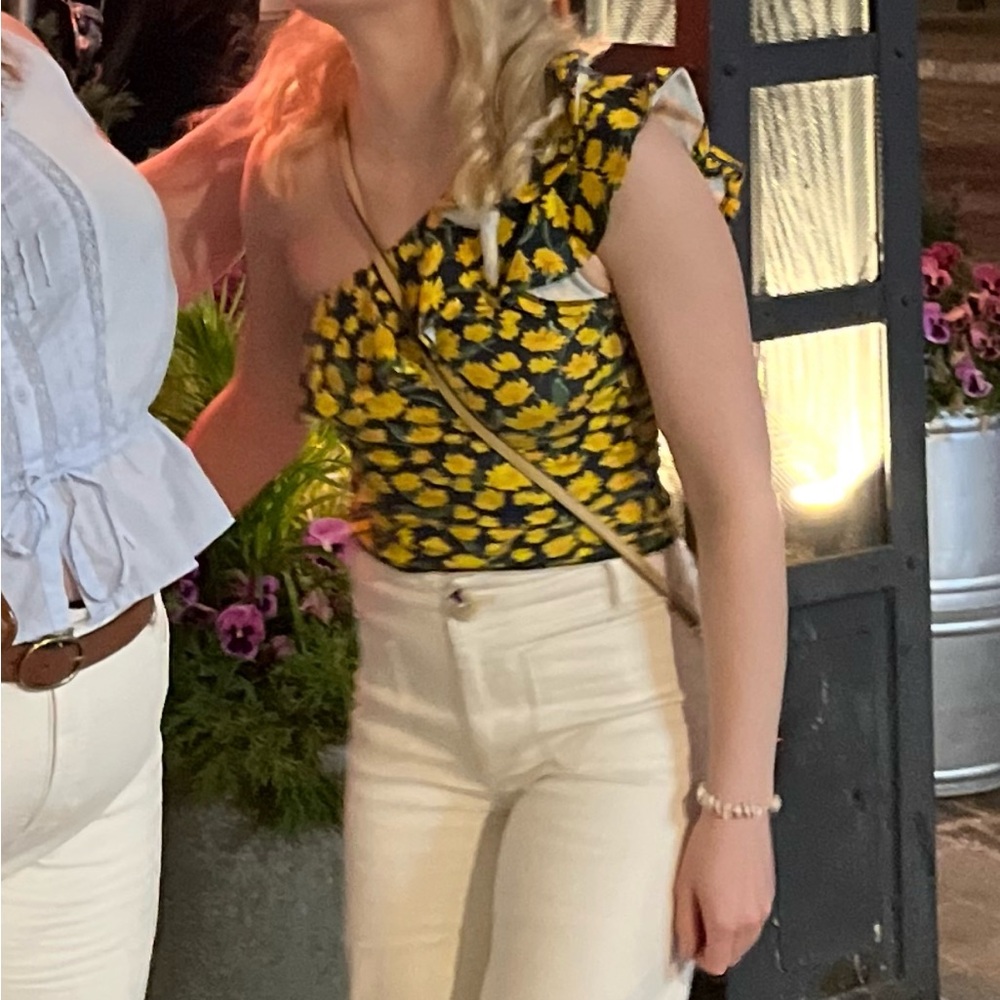 Anthropologie Maeve One-Shoulder Daisy Ruffled Top - Picture 11 of 11